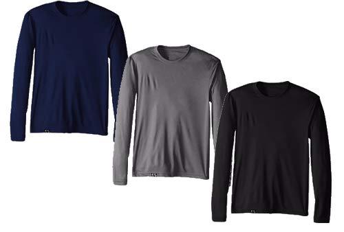Kit com 3 Camisetas Proteção Solar Uv 50 Ice Tecido Gelado – Slim Fitness – Cinza – Preto – Marinho – G