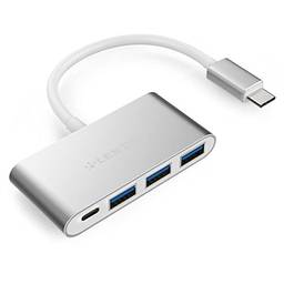 LENTION Hub USB-C 4 em 1 com 3 USB 3.0 e tipo C Power Delivery Compatível 2022-2016 MacBook Pro 13/15/16, Novo Mac Air/Surface, ChromeBook, More, Adaptador de carregamento multiportas (CB-C13se, Prata)