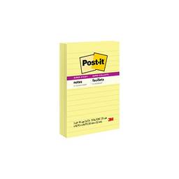 Post-it Notas super adesivas, 10 x 15 cm, 3 blocos, 2 x o poder de colagem, amarelo canário, reciclável (660-5SSCY)