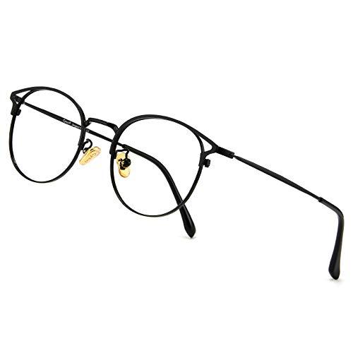 Cyxus Óculos com lentes de filtro de luz azul?óculos de computador com armação retro olho de gato para feminino e masculino Anti-fadiga e UV (Preto brilhante)