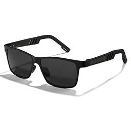 Cyxus Óculos de Sol para Masculino, Lentes Polarizados Homens Proteção UV Antirreflexo Estrutura de Magnésio de Alumínio de Alta Qualidade (0-lentes pretas armação preta)