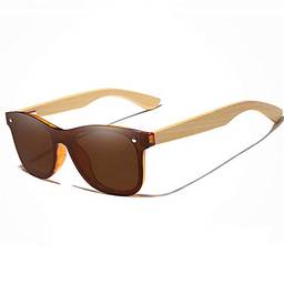 Óculos de Sol Masculino Artesanal Bambu Kingseven Proteção Polarizados UV400 Espelho (C5)