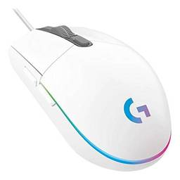 Mouse Gamer Logitech G203 LIGHTSYNC RGB, Efeito de Ondas de Cores, 6 Botões Programáveis e Até 8.000 DPI - Branco