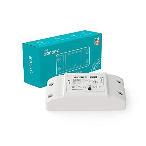 SONOFF Basic R2 10A Smart WiFi Wireless Light Switch, módulo DIY universal para solução de automação residencial inteligente, funciona com Amazon Alexa e Google Home Assistant, funciona com IFTTT, sem necessidade de hub