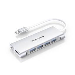 Hub USB-C de várias portas com saída HDMI 4K, 4 USB 3.0, adaptador de carregamento tipo C compatível com MacBook Pro 13/15/16 (porta Thunderbolt 3), 2018 2019 Mac Air, Chromebook, Surface Go, mais - Prata