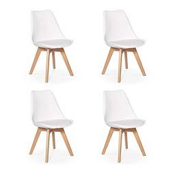 Conjunto 04 Cadeiras Eames Wood Leda Design - Branca
