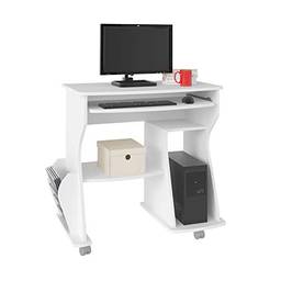 Mesa para Computador com rodízios e revisteiro 160 cor Branco - Artely, Grande