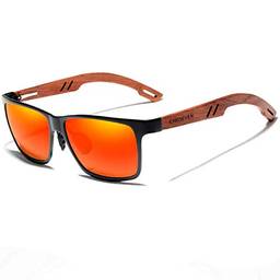Óculos de Sol Masculino Design Madeira Kingseven Polarizados com UV400 Espelho B5507 (C5)