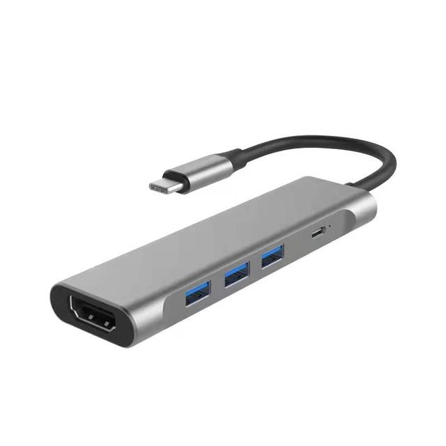 Adaptador USB C Hub 5 in 1 Tipo C to HDMI 4K, Hub tipo C com 4K USB C para HDMI, leitor de cartão SD TF, 3 porta USB 3.0 para MacBook Pro 2019/2018/2017, Galaxy Note 10 S10 S9 S8 Plus, Chromebook, Alumínio XPS
