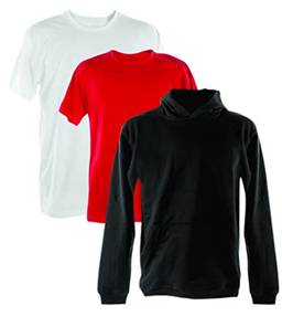 Kit Moletom com Capuz e Duas Camisetas (M, Moletom Preto, Camiseta Vermelha e Branca)