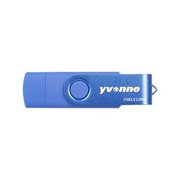 Pen drive USB, Romacci YT602-2 USB 2.0 U Disk girando 128GB OTG USB Flash Drive com portas U Disk para celular/PC/laptop azul