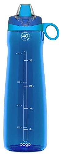 Pogo garrafa de água de plástico livre de BPA com tampa de palha macia. 101.6 g (azul)