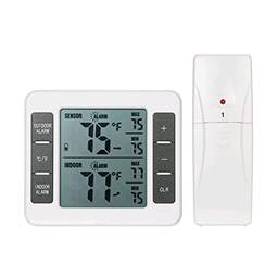 Romacci Termômetro interno externo com sensor sem fio Monitor de temperatura digital Medidor de registro máximo e mínimo Visor LCD grande para quarto de casa, escritório (1 sensor)