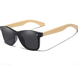 Óculos de Sol Masculino Artesanal Bambu Kingseven Proteção Polarizados UV400 Espelho (C2)