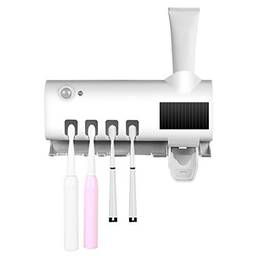 DECDEAL Toothbrush Sanitizer Intelligent Photocatalyst Escova de dente Sanitizer montado na parede Suporte para escova de dente para banheiro com distribuidor automático de pasta de dente Carregament