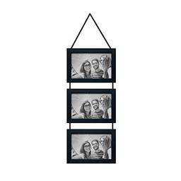 Porta Retratos Trio Com Cordão Para 3 Fotos 10x15cm Kapos Preto