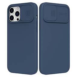 Capa para iPhone 13 Pro Max com capa para câmera, capa de silicone líquido sedoso Nillkin CamShield com proteção de lente de câmera deslizante, capa protetora à prova de choque 6,75" 2021 - azul