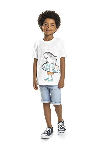 Camiseta Infantil Manga Curta Malha Flamê, Quimby, Meninos, BRANCO ESPECIAL, 06