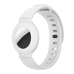 TwiHill A capa da pulseira de silicone é adequada para airTag da apple, capa protetora da airTag da apple, nova pulseira de pulseira de silicone do rastreador anti-perda de posicionamento AirTags (Branco)