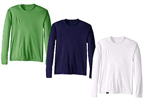 Kit com 3 Camisetas Proteção Solar Uv 50 Ice Tecido Gelado – Slim Fitness - Branco - Marinho - Verde – G
