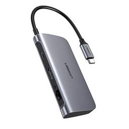 UGREEN Hub 6 em 1 USB-C com vídeo HDMI 4K, hub USB 3.0, Gigabit Ethernet, porta de carregamento de entrega de energia de 100 W compatível com MacBook Pro, Dell XPS 13 15, Samsung Galaxy S10 S9 S8, Huawei MateBook X Pro