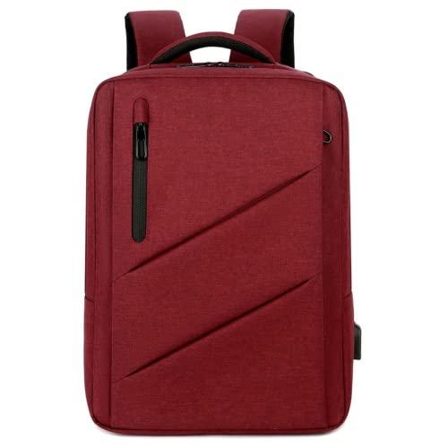 Mochila para laptop de viagem masculina com capacidade expandida Bolsa USB Cargo Post Business Bolsa de nylon à prova d'água, Vinho tinto, G