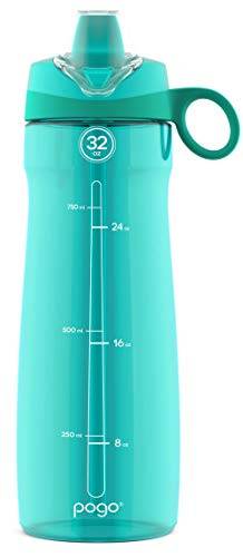 Pogo Garrafa de água de plástico Tritan livre de BPA com canudo macio, 946 ml, Aquaviva