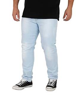 Calça Masculina Jeans Plus Size Skinny Com Elastano (50, Jeans Claro)