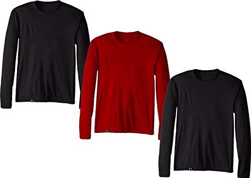 Kit com 3 Camisetas Proteção Solar Uv 50 Ice Tecido Gelado – Slim Fitness – Preto - Preto - Vinho – P