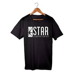 Camiseta Unissex Flash Star Labs Serie Laboratório Nerd 100% Algodão (Preto, GG)