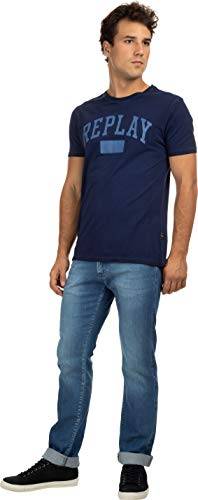 Replay Camiseta Replay Institucional Masculino, P, Azul Carbono