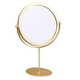 FOMIYES Round Tablop Makeup Espelho Com Stand Dupla Sided Vanity Espelho Quarto Cosméticos Espelho Positérico Espelhos De Desktop (Dourado)