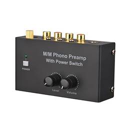 Bonnu Pré-amplificador M/M Phono com interruptor de alimentação Pré-amplificador ultracompacto com controle de nível e volume RCA de entrada e saída Interface de saída TRS de 1/4 de polegada
