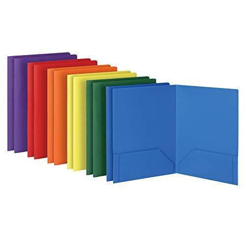 Oxford 2 pastas de bolso, carteira de plástico resistente, tamanho letra, cores sortidas, 2 cada (azul, verde, amarelo, laranja, vermelho, roxo), pacote com 12 (14188)
