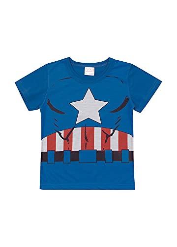Camiseta Manga Curta Capitão América, Meninos, Marlan, Cobalto, 2