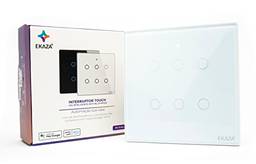 EKAZA Interruptor Inteligente de Parede, Touch, 4x4, com 6 Botões, Wifi+BLE+RF433, Branco, Compativel com Google home e Alexa, T1074-6W