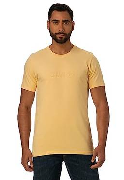 T-Shirt Logo Bordado, Guess, Masculino, Amarelo, GG