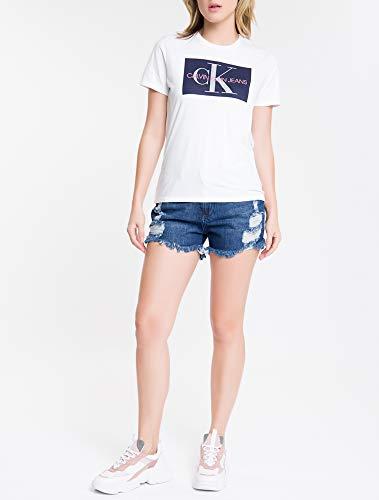 Camiseta Slim Logo, Calvin Klein, Feminino, Branco, GG