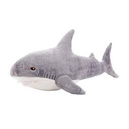 NUOBESTY Tubarão pelúcia brinquedo de pelúcia tubarão abraçar pelúcia travesseiro infantil roupa de cama boneca brinquedo oceano presente de aniversário cinza claro 45 cm
