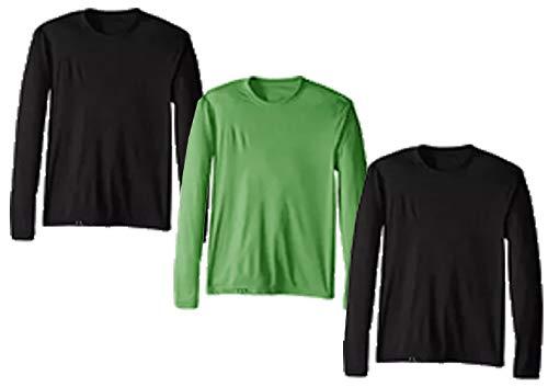 Kit com 3 Camisetas Proteção Solar Uv 50 Ice Tecido Gelado – Slim Fitness - Preto - Preto - Verde – GG