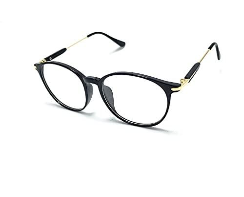 Óculos Armação Geek Redondo Feminino Masculino Sem Grau Cor: Preto Verniz-Dourado