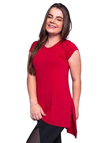 Blusa Feminina Sobre Legging Longa Tapa Bumbum Fitness Liso Camisa (GG, vermelho)