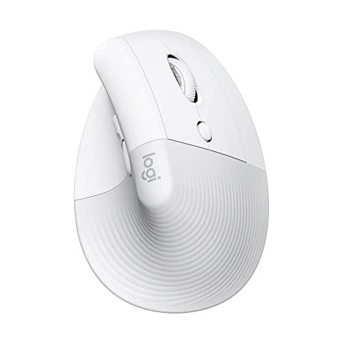 Mouse Sem Fio Logitech Lift Vertical com Design Ergonômico para Redução de Tensão Muscular, Cliques Silenciosos, Conexão Bluetooth ou USB Logi Bolt, Compatível com Windows/macOS/iPadOS - Branco