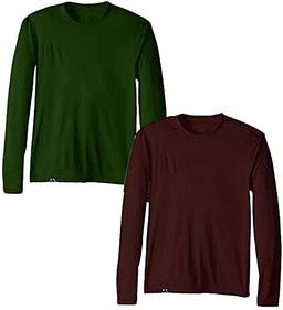 KIT 2 Camisetas UV Protection Masculina UV50+ Tecido Ice Dry Fit Secagem Rápida – M Vinho - Verde