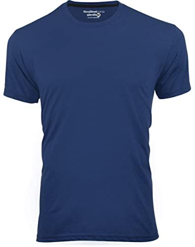 Camiseta Masculina Slim Fit Várias Cores Algodão! (M, Azul-Marinho)