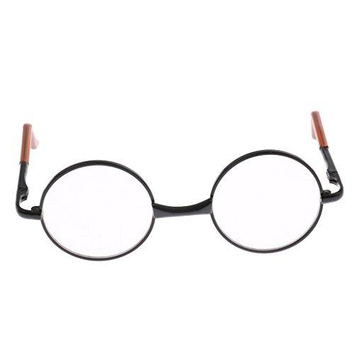 Homyl óculos retrô de cobre com armação redonda para 1/6 BJD MSD DOD Blythe 9 cm boneca de salão EXO bonecas acessórios roupas preto transparente