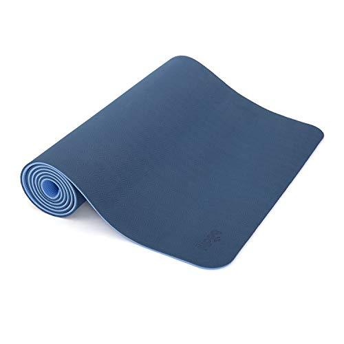 Tapete de Yoga TPE, Colchonete de Yoga 100% reciclável, confortável, antiderrapante, indicado para pilates, ginástica 6mm 183x60 cm (Oceano/Azul Claro)