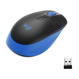 Mouse sem fio Logitech M190 com Design Ambidestro de Tamanho Padrão, Conexão USB e Pilha Inclusa - Azul