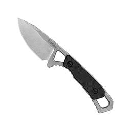 Kershaw Canivete de bolso com ponta pendente, lâmina de 5 cm, bainha de pescoço moldada, lâmina fixa (2085), preta