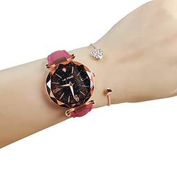 Moniss Conjunto de relógios femininos com pulseira moda com movimento de engrenagem luminosa e movimento retro de quartzo